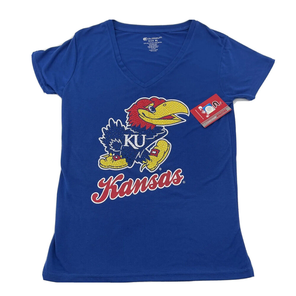 University Of Kansas Jayhawks Short Sleeve T-Shirt Womens XL Bling‎
